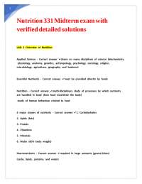 Nutrition 331 Midterm Exam Solutions: Essential Nutrients and Research