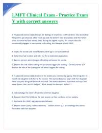 LMFT Clinical Exam - Practice Exam V with correct answers