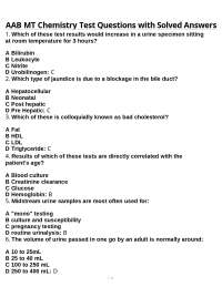 Clinical Chemistry Test Questions and Answers: Blood and Urine Analysis