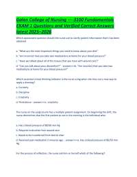 Galen College Nursing Fundamentals Exam Questions & Answers