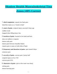 Shadow Health Musculoskeletal Tina Jones 100% Correct