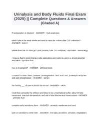 Urinalysis and Body Fluids Final Exam (2025) || Complete Questions & Answers (Graded A)