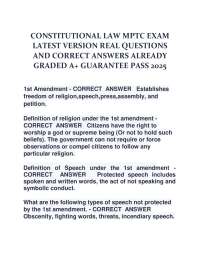Constitutional Law MPTC Exam Prep: Key Questions & Answers for A+ Grades