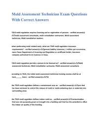 Mold Assessment Technician Exam Questions and Answers: TDLR Regulations