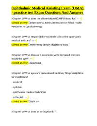 OMA Exam Practice Test: Ophthalmic Medical Assisting Questions and Answers