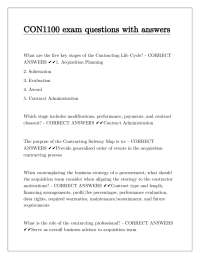 CON1100 Exam Questions and Answers: Contracting Life Cycle and Acquisition