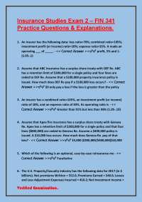 Insurance Studies Exam 2: Practice Questions and Explanations