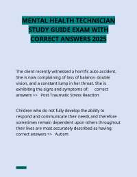 Mental Health Technician Exam Study Guide 2025: Questions and Answers