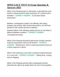 SPED GACE TEST #2 Exam Question & Answers 2025