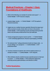 Medical Practices – Chapter 1 Quiz: Foundations of Healthcare.