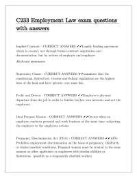 Employment Law Exam Questions and Answers: Key Concepts and Acts