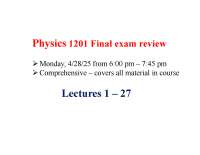 Physics 1201 Final Exam Review: Electricity, Magnetism, Optics, and Quantum Mechanics