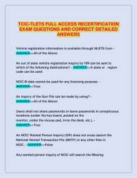 TCIC-TLETS Full Access Recertification Exam Q&A