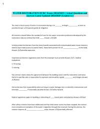 IICRC Water Restoration Exam Prep: Questions and Answers 2024/2025