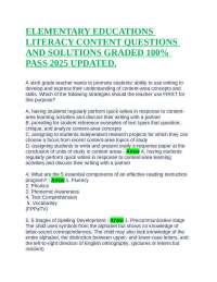 Elementary Education Literacy Questions and Solutions