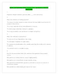 Radon and Radiation Safety Practice Test  Questions & Answers  2025/2026