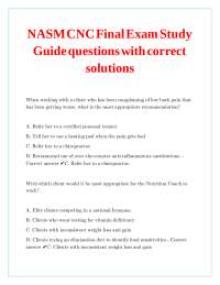 NASM CNC Exam Study Guide: Questions and Correct Solutions