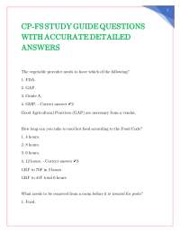 Food Safety Study Guide: Questions and Answers
