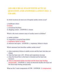 AHA BLS FINAL EXAM TEST 2023/2024 100% CORRECT AND VERIFIED.AHA BLS FINAL EXAM TEST 2023/2