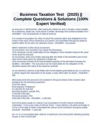 Business Taxation: Estate Tax Questions and Solutions