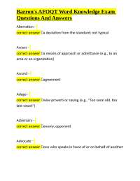 Barron's AFOQT Word Knowledge Exam Questions And Answers