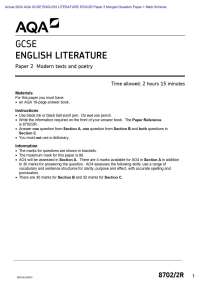 Actual 2024 AQA GCSE ENGLISH LITERATURE 8702/2R Paper 2 Merged Question Paper + Mark Schem