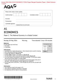 Actual 2024 AQA AS ECONOMICS 7135/2 Paper Merged Question Paper + Mark Scheme  + Insert Ac
