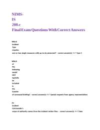 NIMS-IS 200.c Final Exam Questions With Correct Answers