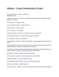 Idioms - Court Interpreters Exam Questions and correct Answers