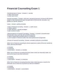 Financial Counseling Exam 1: Key Concepts and Techniques