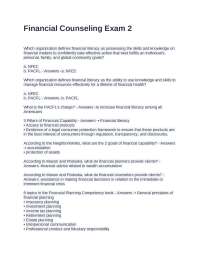 Financial Counseling Exam Prep: Key Concepts and Definitions