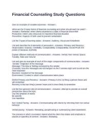 Financial Counseling: Study Questions and Answers
