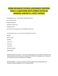NR509 ADVANCED PHYSICAL ASSESSMENT MIDTERM WEEK 1-4 QUESTIONS WITH CORRECT DETAILED ANSWER