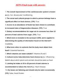 AFPA Nutrition Final Exam with Answers: Comprehensive Study Guide