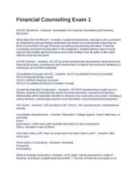 Financial Counseling Exam 1: Questions and Answers