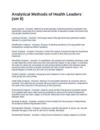 Analytical Methods in Health Leadership: A Concise Overview