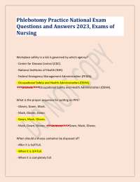 Phlebotomy Practice National Exam  Questions and Answers 2023, Exams of  Nursing