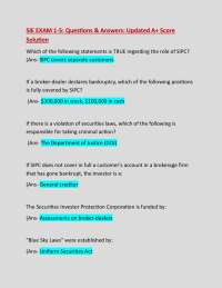 SIE EXAM 1-5:Questions & Answers:Updated A+ Score Solution