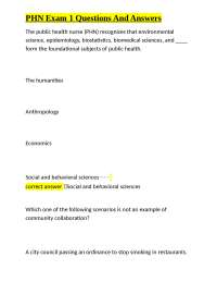 PHN Exam 1: Public Health Nursing Questions and Answers