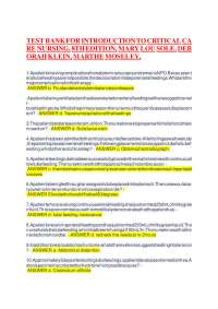 Critical Care Nursing: Nutrition and Ventilation Test Bank