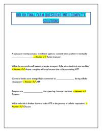 BIO 101 Final Exam Questions and Solutions: Comprehensive Study Guide