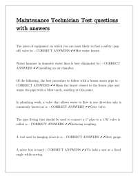 Maintenance Technician Exam Questions and Answers