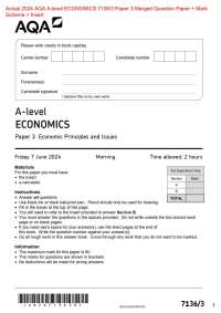 Actual 2024 AQA A-level ECONOMICS 7136/3 Paper 3 Merged Question Paper + Mark Scheme + Ins