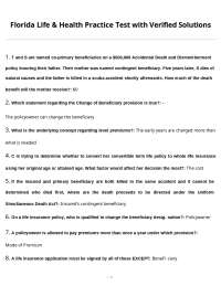 Florida Life & Health Insurance Practice Test: Questions and Verified Solutions