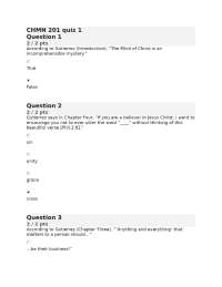 CHMN 201 Quiz 1: Exploring the Mind of Christ in Philippians