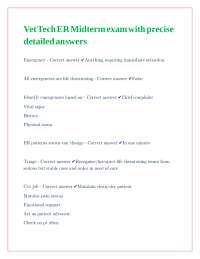 Veterinary Technician Emergency Room Midterm Exam Review