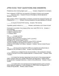 JFRD EVOC Exam Prep: Questions and Answers for Emergency Vehicle Operations