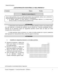 Ejercicios sobre la Tabla Periódica: Organización y Propiedades de los Elementos Químicos
