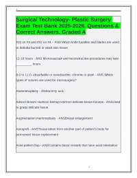Plastic Surgery Exam Test Bank 2025-2026: Questions and Answers for Surgical Technology