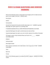 POS1112 Exam Questions and Verified Answers: American Government and Politics